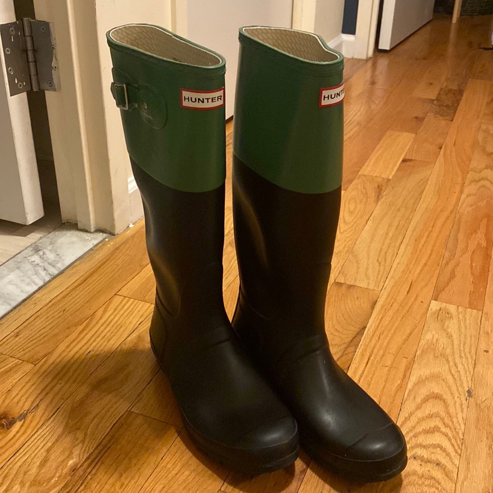 Black and Green Tall Hunter Boots